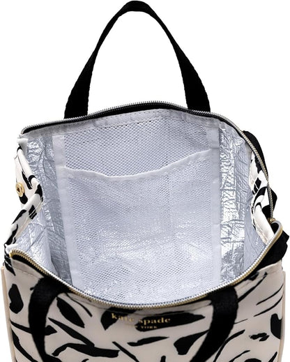 kate spade new york Portable Soft Cooler Lunch Bag, Thermal Tote with Insulated Interior Lining and Storage Pocket, Lunch Tote for Women, Painters Garden