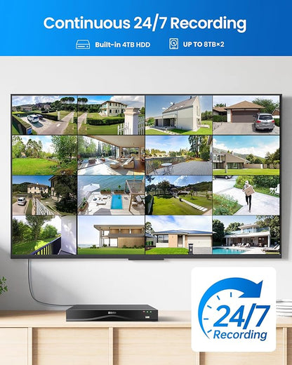 ZOSI 16CH 4K PoE Security Camera System, 8pcs 8MP Outdoors Cameras with Audio, People Counting, Person/Vehicle Detection, Night Vision, 16 Port 32CH NVR with 4TB HDD for Home Business 24/7 Recording