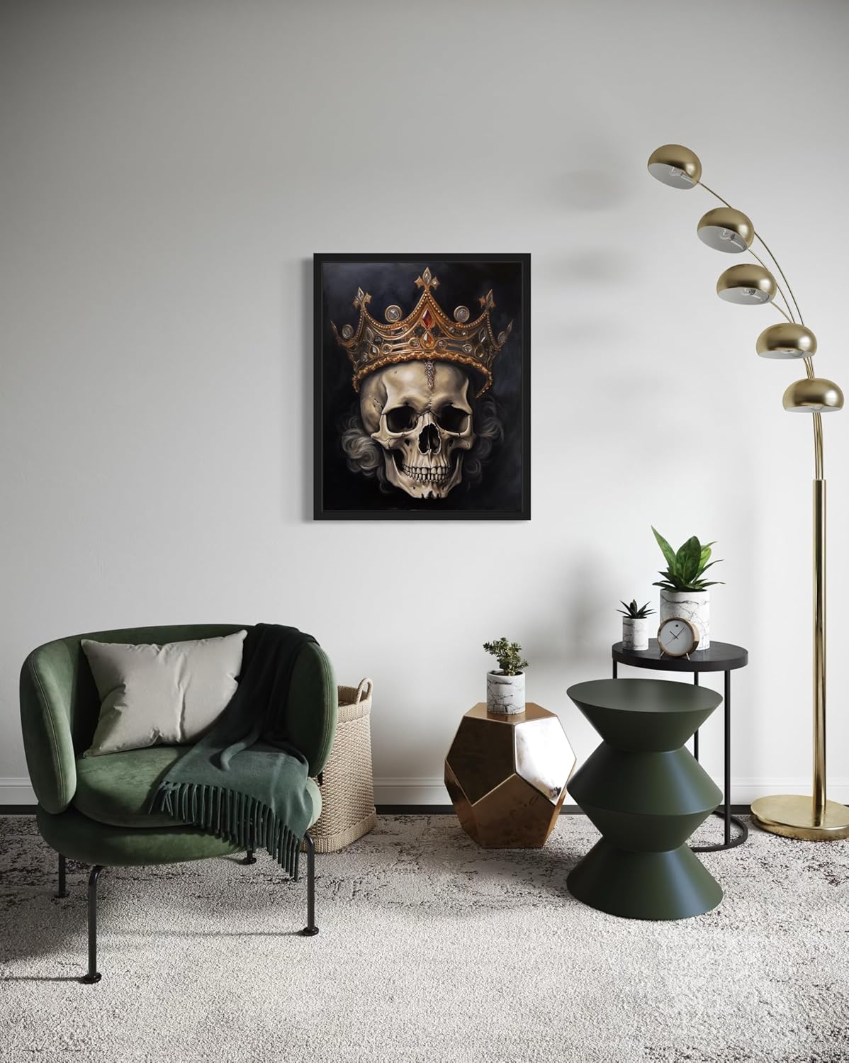 Skull Queen Poster Art Print, Halloween Scary Vintage Wall Art Academia Spooky Painting Decoration for Horror Prints, Gothic Posters Bedroom Decor 89 (Skull Queen, 16 x 20 inches, Unframed)