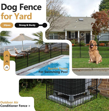 5 Panels Decorative Garden Fence 33in (H) x 11.15ft (L), Rustproof Metal No Dig Fencing Animal Barrier Border for Dog Rabbit, Flower Edging for Yard & Patio Outdoor Landscape