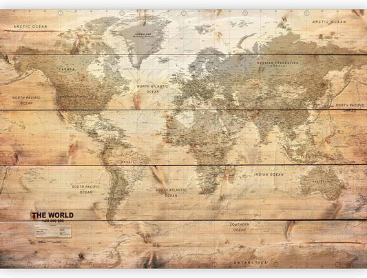 artgeist Wall Mural World Map 98x69 in - XXL Non-Woven Wallpaper Fleece Wall Decor Photo Print Picture Image Design Home Map of The World k-A-0218-a-a