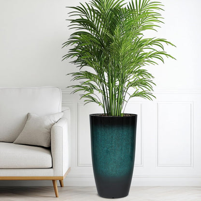 23.6" H Large Tall Outdoor Planters, Set of 2 Plastic Large Flower Pots for Outdoor Plants, with Gradient Turquoise Finish, Weather-Resistant for Porch, Garden, Patio or Indoor Use