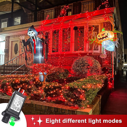 250 LED Red String Lights Outdoor, 82ft Red Christmas Lights 8 Modes Clear Wire, Plug in Waterproof Fairy String Light for Bedroom Christmas Decorations