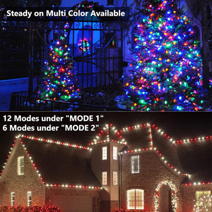 Brizled RGB Christmas Lights, 33ft 100 LED C5 Color Changing Outdoor, Connectable String Lights with Remote, Dimmable Xmas Tree Party
