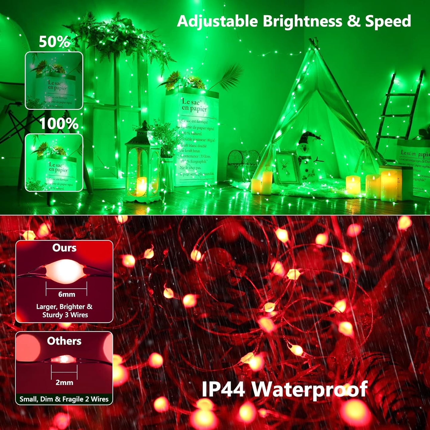 BrizLabs Fairy String Lights - 2 Pack 66ft 200 LED Color Changing Christmas Fairy Lights with Remote, Plug-in Orange Halloween Twinkle Light Rainbow Firefly Starry Light for Xmas Halloween Bedroom