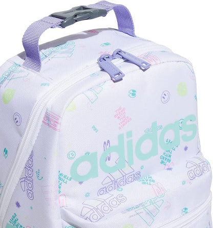 adidas Unisex Santiago Lunch Bag, Insulated School Food Container Box Discontinued, Icon Brand Love White/Flash Aqua Blue/Light Purple/2.0, One Size