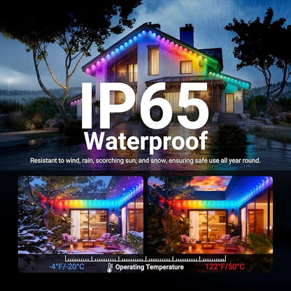 NEEWER 144ft Permanent Outdoor Lights for House Decor, Smart AI RGBCW Outside Eaves String Christmas Lighting with 90 LED Lights App Control 50+ Scenes IP65 Waterproof, Compatible with Alexa, NR02