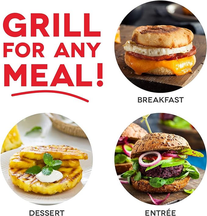 Dash Mini Maker Grill - Compact & Indoor Electric Grill - Efficient & User-Friendly Device with Nonstick Surface - Quick Heat-Up System - Easy-to-Clean & Store - Red