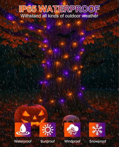 80FT 240 LED Halloween Lights Outdoor, Purple Orange String Lights for Outside with Waterproof 8 Modes, Green Wire Twinkle Tree Light for Indoor Bedroom Patio Garden Party Holiday Decorations