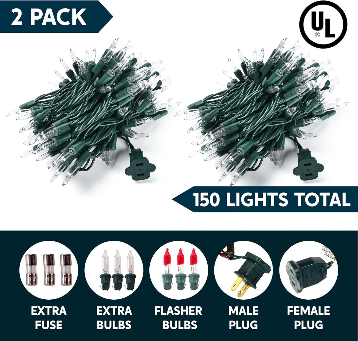 Joiedomi Clear Christmas String Lights Indoor,300(2x150) Mini Warm White Fairy Light,62.4FT Lighting Decor for Patio Dorm Classroom Bedroom Holiday Wedding Party Garland Birthday Festival,Green Wire