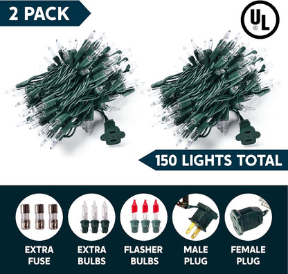 Joiedomi Clear Christmas String Lights Indoor,300(2x150) Mini Warm White Fairy Light,62.4FT Lighting Decor for Patio Dorm Classroom Bedroom Holiday Wedding Party Garland Birthday Festival,Green Wire