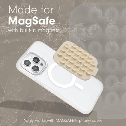 Sonix | Magnetic Silicone Suction Cup Phone Mount for iPhone | Compatible with MagSafe | Off White, Beige | Linen
