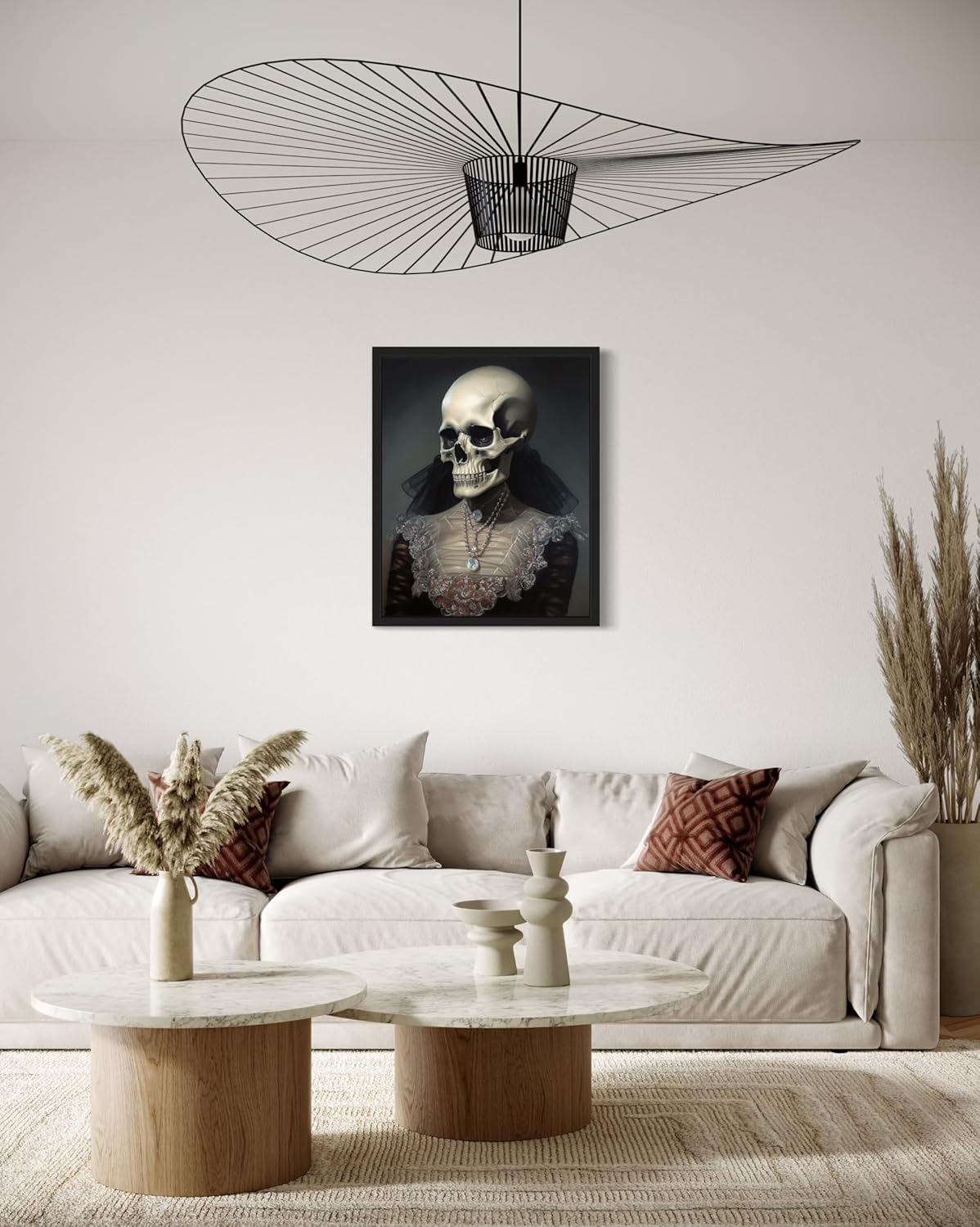 Female Skull Poster Art Print, Halloween Scary Vintage Wall Art Academia Spooky Painting Decoration for Horror Prints, Gothic Posters Bedroom Decor 89 (Female Skull, 8 x 10 inches, Unframed)