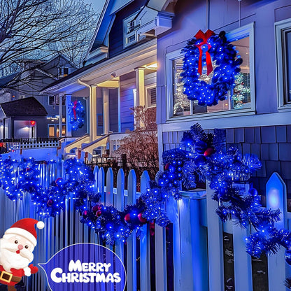 JMEXSUSS 2 Pack Blue Solar Christmas Lights, Total 400 LED 151FT Solar String Lights Outdoor Waterproof, 8 Modes Blue Christmas String Light for Outside Garden Party Patio Tree Decorations