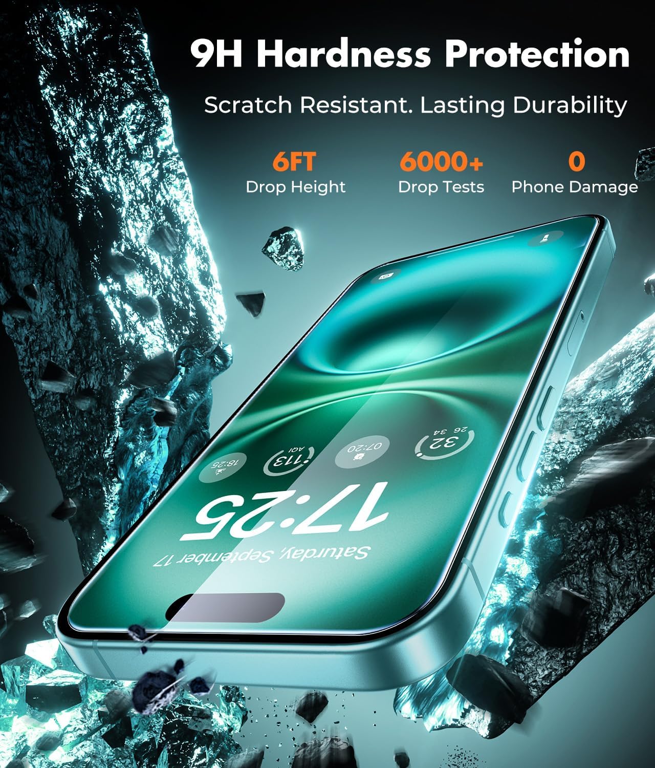 UNBREAKcable 3-Pack Screen Protector for iPhone 16 Plus, Double Shatterproof Tempered Glass [Easy Installation Frame] [9H Hardness] [99.99% HD Clear] [Case Friendly] for iPhone 6.7 inch