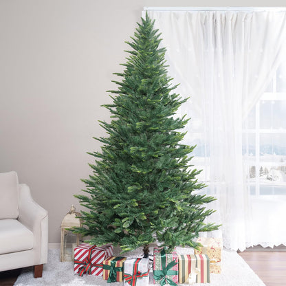 Naomi Home 6.5ft Nordic Christmas Tree with Lights, Realistic Charming Prelit with 921 Branch Tips, 500 Warm Lights and Metal Stand, Aritificial Tree