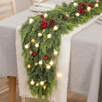 6FT Real Touch Cedar Garland for Fireplace - Artificial Christmas Garlands Realistic Faux Greenery Fake Pine Needles Garland for Holiday,Table, Window,Mantel,Stairs, Home,Indoor Outdoor Decor (2PCS)