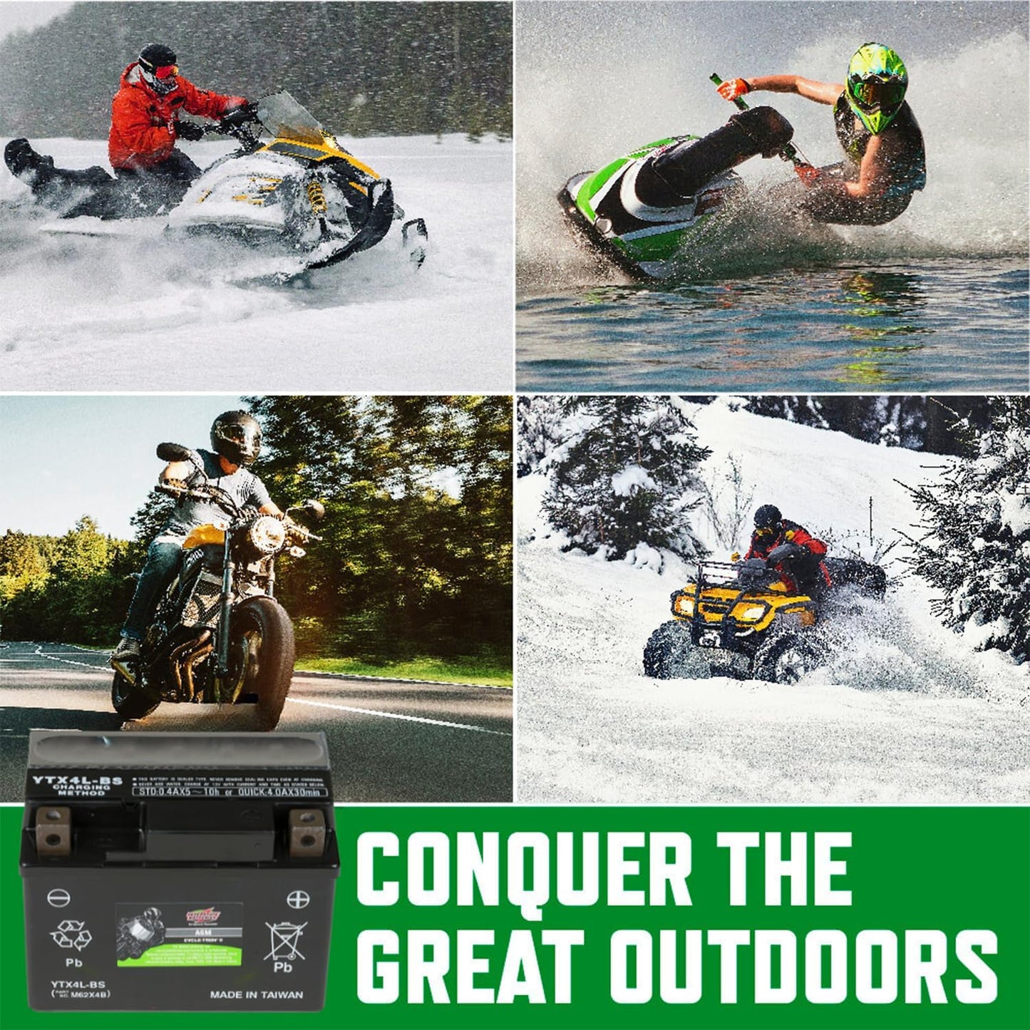 Interstate Batteries YTX4L-BS 12V 3Ah Powersports Battery 50CCA AGM Rechargeable Replacement for BRP, Honda, KTM Motorcycles, Scooters, ATVs (CYTX4L-BS/CITX4L-BS)