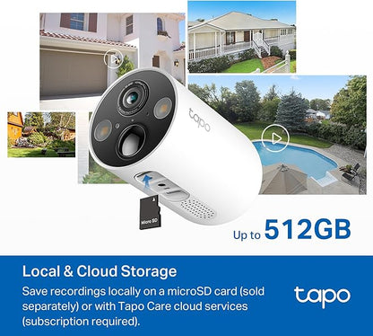Tapo MagCam 2K+ Outdoor Wireless Security Camera - Battery Power with Solar Charging, Magnetic Mount, Person/Vehicle Detection, Subscription-Free Local Storage or Optional Cloud, Works with Alexa