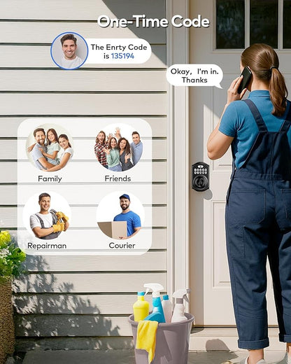 TEEHO TE003 Keyless Entry Keypad Door Lock with Handle, Electronic Digital Smart Locks for Front Door, Smart Door Knob with Code for Bedroom, Auto Lock, Passage Mode, Easy to Install, Matte Black