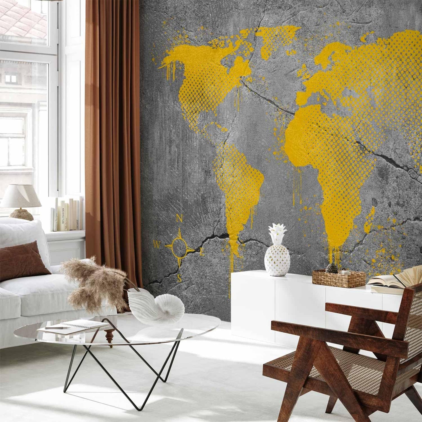 artgeist Wall Mural World Map 79x55 in - XXL Non-Woven Wallpaper Fleece Wall Decor Photo Print Picture Image Design Map of The World k-A-0494-a-a