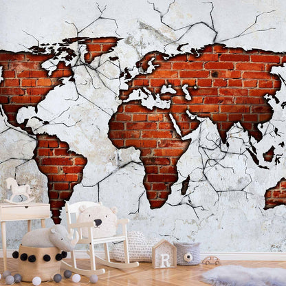 artgeist Premium Wall Mural World Map 79x55 in - XXL Non-Woven Wallpaper Fleece Wall Decor Photo Print Picture Image Design Map of The World k-A-0495-a-a