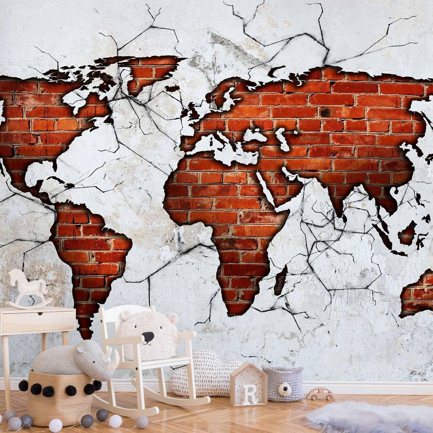 artgeist Wall Mural World Map 173x124 in - Peel and Stick Self-Adhesive Wallpaper Removable Large Sticker Foil Wall Decor Print Picture Image Design Map of The World k-A-0495-a-a