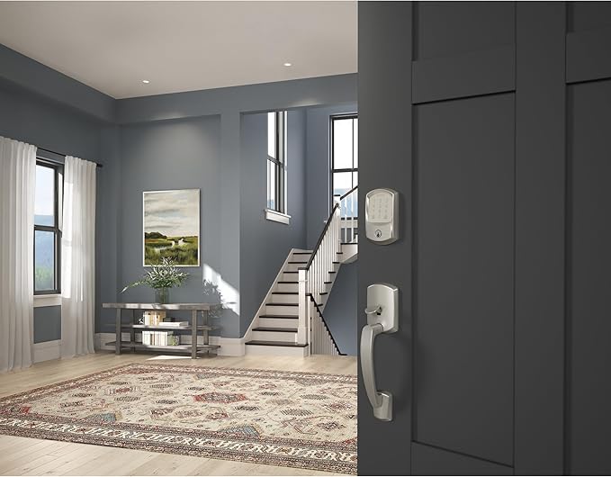 Schlage Encode Smart WiFi Deadbolt Lock for Front Door - Keyless Entry with App or Touchscreen - Works with Alexa, Hey Google, & Airbnb - Create Codes for Guests - Satin Nickel