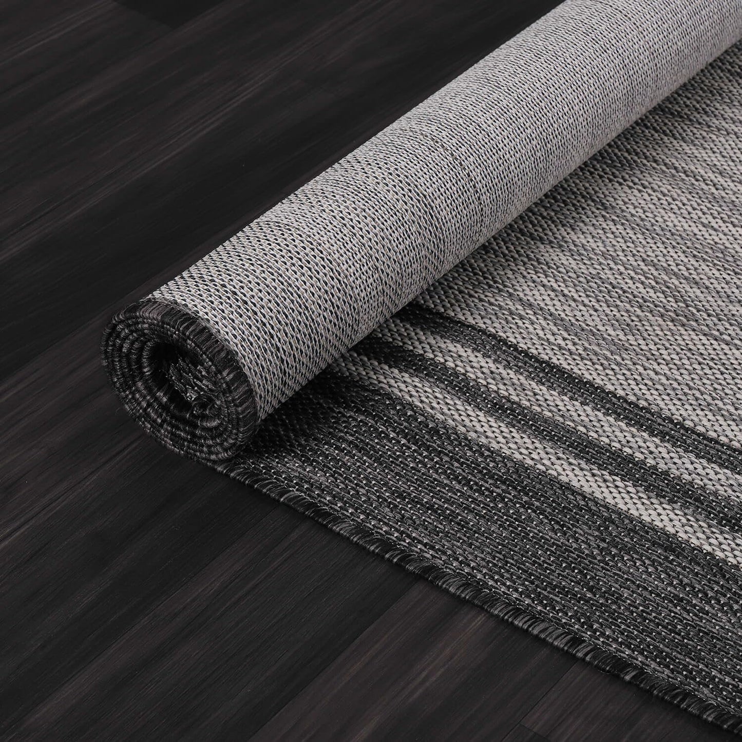 Bordered Outdoor Rug 10x14 Washable Outside Carpet for Indoor Patio Porch Waterproof Easy Cleaning Non Shedding Area Rugs Dark Gray 10 x 14