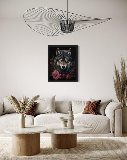 Vintage Wolf Poster Art Print, Halloween Scary Wall Art Academia Spooky Painting Decoration for Horror Prints, Gothic Posters Bedroom Decor 89 (Vintage Wolf, 11 x 14 inches, Black Frame)