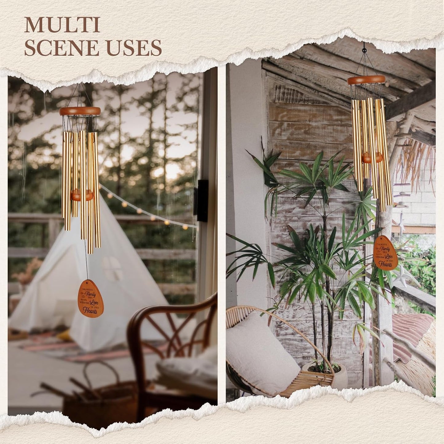 60th Wedding Anniversary Wind Chime, Happy 60th Anniversary Romantic Gifts for Couple, Parents, Wife, Husband, Friends, Diamond Wedding Anniversary's Keepsake Gifts Ideas