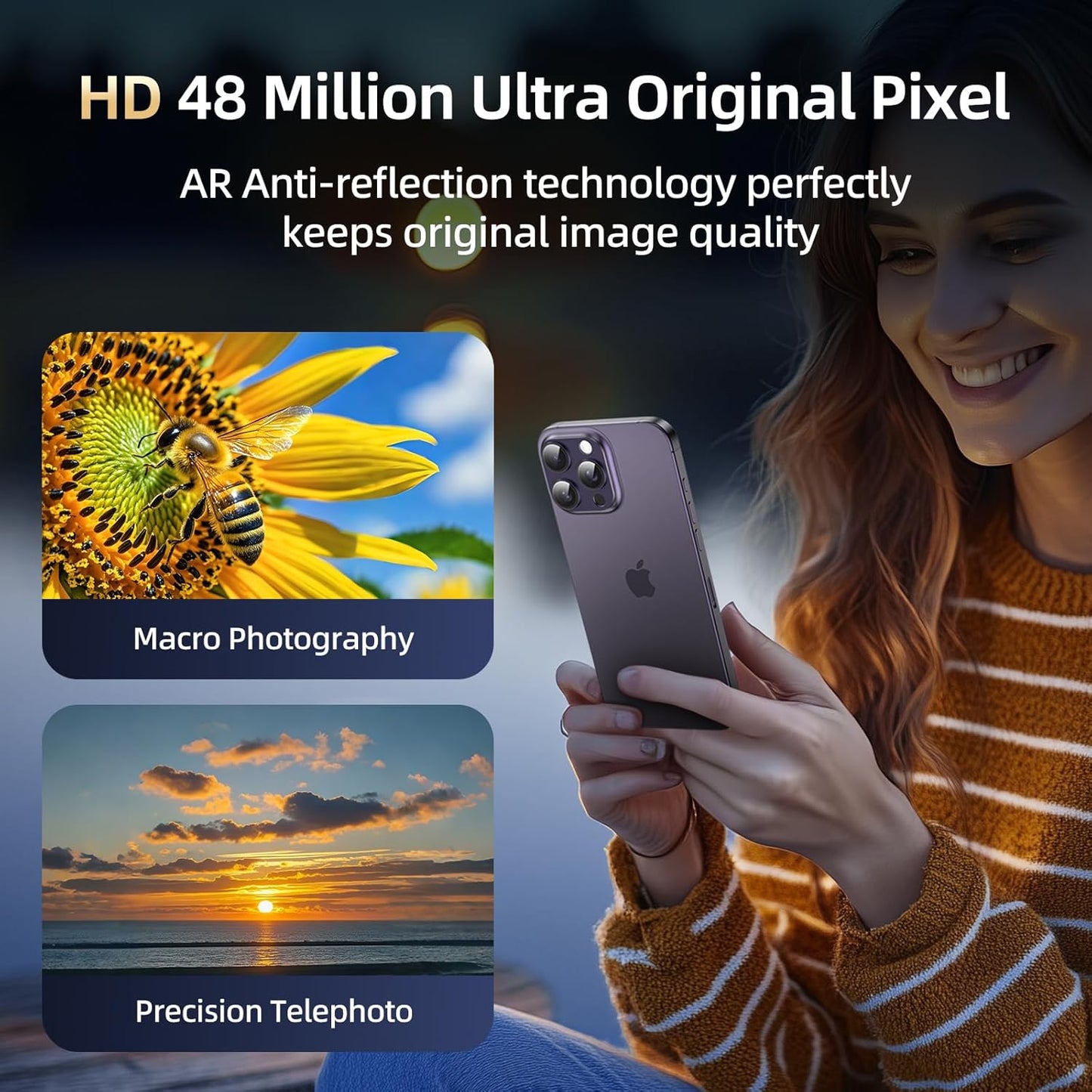 Compatible with iPhone 14 Pro Max Camera Lens Protector, [Case-Friendly][Strong Adsorption][AR Anti-Reflection]Tempered Glass Full Coverage Camera Screen Protector for iPhone 14 Pro,Purple