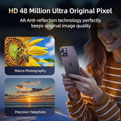 Compatible with iPhone 14 Pro Max Camera Lens Protector, [Case-Friendly][Strong Adsorption][AR Anti-Reflection]Tempered Glass Full Coverage Camera Screen Protector for iPhone 14 Pro,Purple