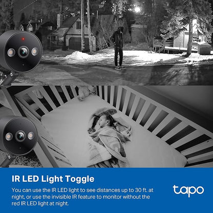 Tapo 2K+ Indoor/Outdoor Wired Security Camera - Person/Pet/Vehicle Detection, Baby Monitoring, Color Night Vision, IP66 Weather Resistant, Subscription-Free Local Storage or Optional Cloud, C121