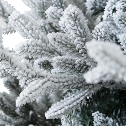 Naomi Home 6 5ft Frosted Christmas Tree with Lights Realistic Snow Flocked Christmas Tree Prelit with 2456 Branch Tips 450 Warm Lights and Metal Stand Aritificial