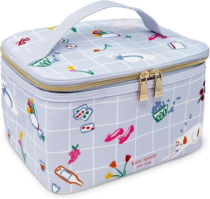kate spade new york Insulated Lunch Tote, Small Lunch Cooler, Cute Lunch Bag for Women, Thermal Bag with Double Zipper Close and Carrying Handle (Park Picnic)