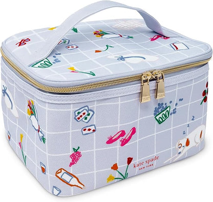 kate spade new york Insulated Lunch Tote, Small Lunch Cooler, Cute Lunch Bag for Women, Thermal Bag with Double Zipper Close and Carrying Handle (Park Picnic)