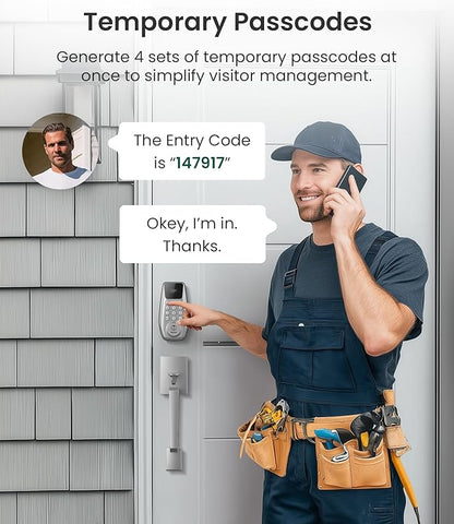 DESLOC C100 Keyless Entry Door Lock with Keypad, Smart Deadbolt Lock for Front Door with 2 Keys, Auto Lock, Easy Installation, 100 PIN Codes, IP54 Waterproof, BHMA Grade 3, Silver