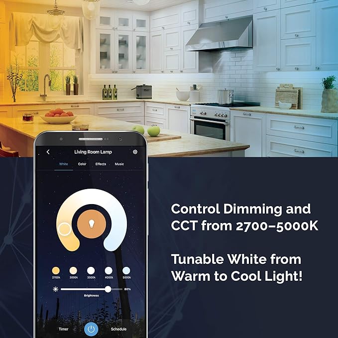 Satco S11261 Starfish 4 Inch Edge-Lit WiFi Smart LED Recessed Downlight, Works with Siri, Alexa, Google Assistant, SmartThings, Tunable White, 650 Lumens