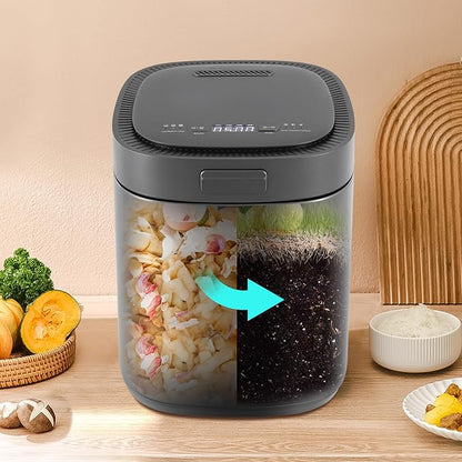 Kitchen Electric Composter 2.5L Larger Capacity Electric Kitchen Composter IndoorSmart Odorless Compost Bin Turns Kitchen Waste to Fertilizer Garden Food Compost Machine (Black)
