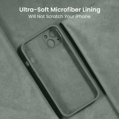 FireNova Designed for iPhone 14 Case, Silicone Upgraded [Camera Protection] Phone Case with [2 Screen Protectors], Soft Anti-Scratch Microfiber Lining Inside, 6.1 inch, Calke Green