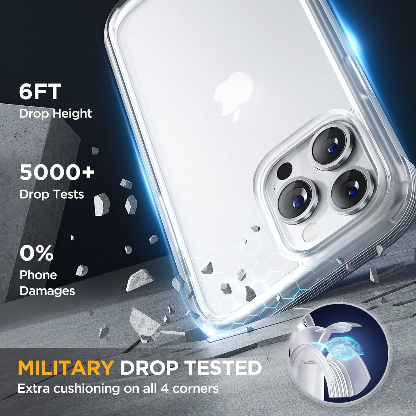 Miracase Glass Case for iPhone 13 Pro Max 6.7 inch, Upgrade Full-Body Clear Phone Bumper Case Cover with Built-in 9H Tempered Glass Screen Protector, Matte Clear