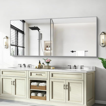 36x72inch Bathroom Mirror, Silver Rectangle Mirror with Thin Metal Frame, Large Rectangular Wall Mirrors for Bathroom, Living Roomm, Hair Salon, Big Farmehouse Mirror Hang Horizontal/Vertical
