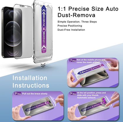 2 Pack Matte Screen Protector for iPhone 12 and iPhone 12 Pro 6.1-Inch Auto Dust Removal, No Bubbles, Tempered Glass Film, Easy Installation