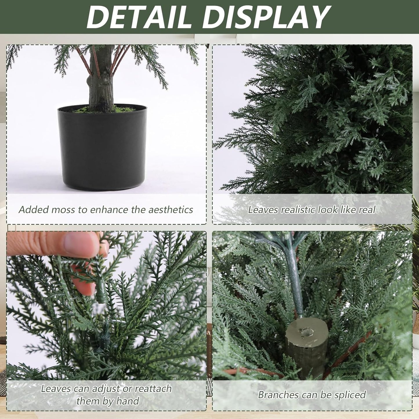 Artificial Cedar Topiary Trees 3FT Set of 2 Lifelike Faux Evergreen Cypress Bushes UV Resistant Outdoor Christmas Trees Realistic Potted Plants for Indoor Outdoor Decor
