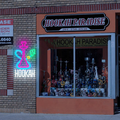 Hookah Neon Sign Nargile Lounge Sign Colorful LED Light for Shisha Bars and Lounges Decor Dimable USB Neon Signs for Man Cave,Hookah Shops,Vape Bars and Vapor Lounges(16.5 * 9.8inch)