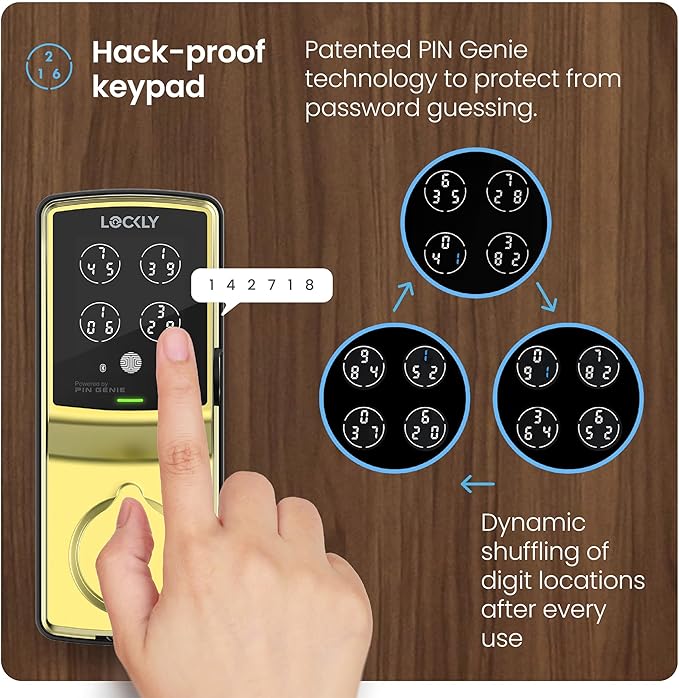 Lockly Secure Pro Wi-Fi Smart Door Lock, Keyless Entry with PIN Genie® Digital Keypad, 3D Biometric Fingerprint Sensor Front Door Lock Deadbolt, Voice Control & Auto Lock - Deadbolt Edition
