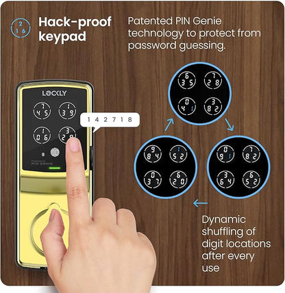Lockly Secure Pro Wi-Fi Smart Door Lock, Keyless Entry with PIN Genie® Digital Keypad, 3D Biometric Fingerprint Sensor Front Door Lock Deadbolt, Voice Control & Auto Lock - Deadbolt Edition
