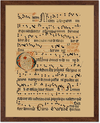 Poster Master Vintage Hymnal Poster - Retro Music Print - Gift for Artist, Friend - Graduale Aboense, Gregorian Chant Manuscript, Score - Wall Decor for Living Room, Bedroom, 16x20 Brown Framed