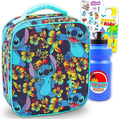 Disney Lilo and Stitch Lunch Bag Set - Bundle with Disney Lunch Box, Stickers, Reusable Water Bottle, and More | Stitch Lunch Container for Kids